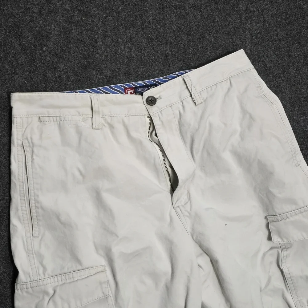 Men's CHAPS Casual Flat Front 100% Cotton Shorts Hampton Khaki Size 32